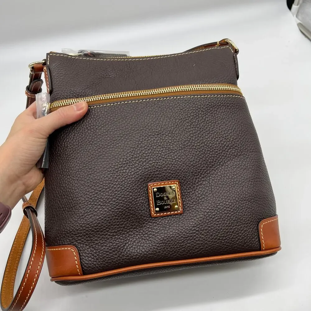 Dooney & Bourke Pebble Leather Crossbody Purse Brown T'moro
